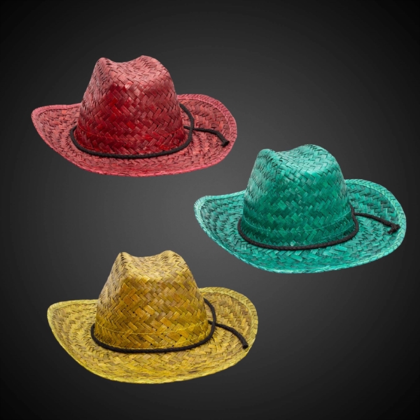Assorted colored straw cowboy hat with a customizable band.... from ASI 42016 Brighter Promotions Inc