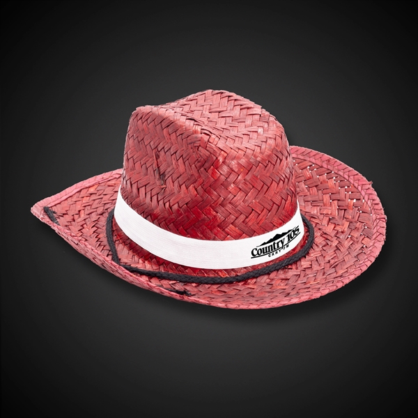 Assorted colored straw cowboy hat with a customizable band.... from ASI 42016 Brighter Promotions Inc