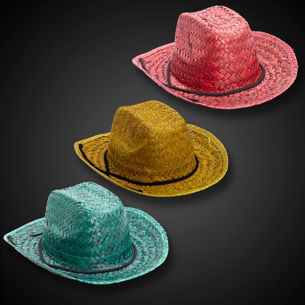 Assorted colored straw cowboy hat with a customizable band.... from ASI 42016 Brighter Promotions Inc