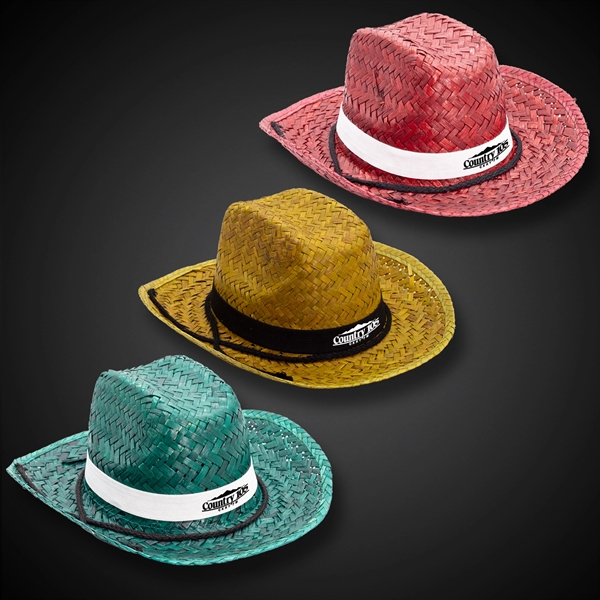 Assorted colored straw cowboy hat with a customizable band.... from ASI 42016 Brighter Promotions Inc