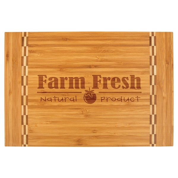 Bamboo Cutting Board with Butcher Block Inlay 15" x 10 1/4"... from ASI 72657 Active Life Promo / Apres Ski Ingrain Promo