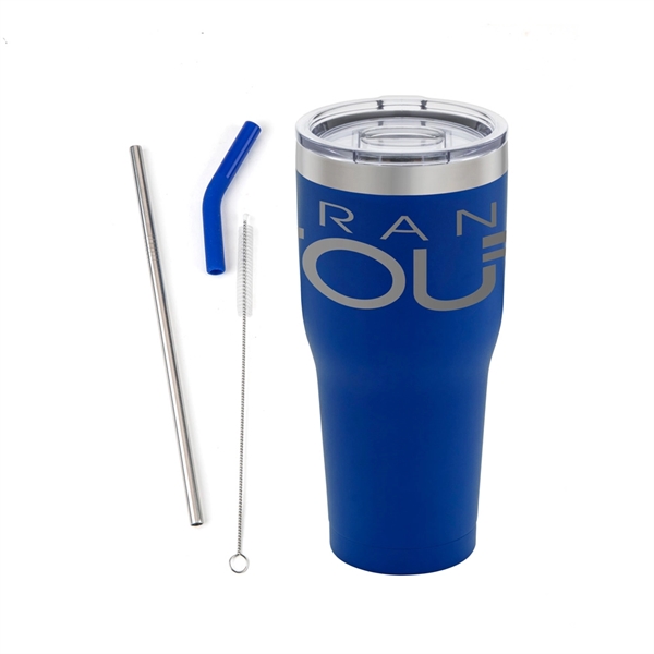 Double wall stainless steel tumbler with clear AS plastic lid, reusable... from ASI 88060 Snugz/USA Inc / Sweda®