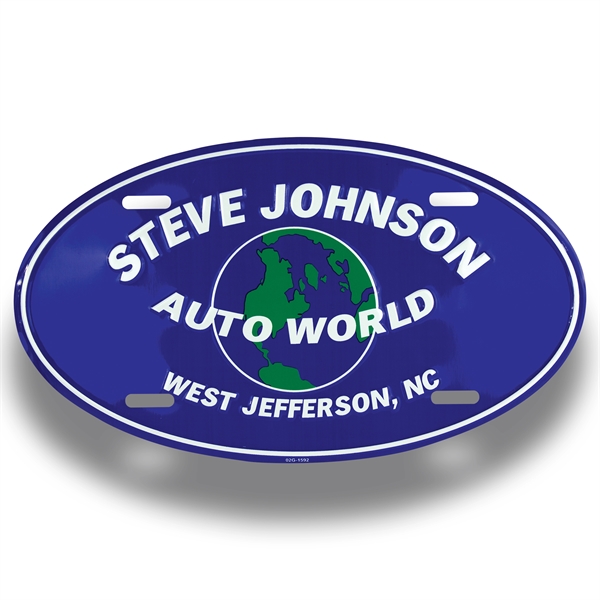 Oval shaped, embossed license plate made of recycled aluminum.... from ASI 50120 Dixie Seal & Stamp Co Inc / Dixiline