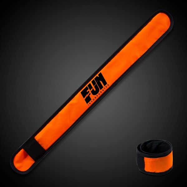 Colorful 14" slap bracelets with matching reflective nylon/polyester covers and LED... from ASI 42016 Brighter Promotions Inc