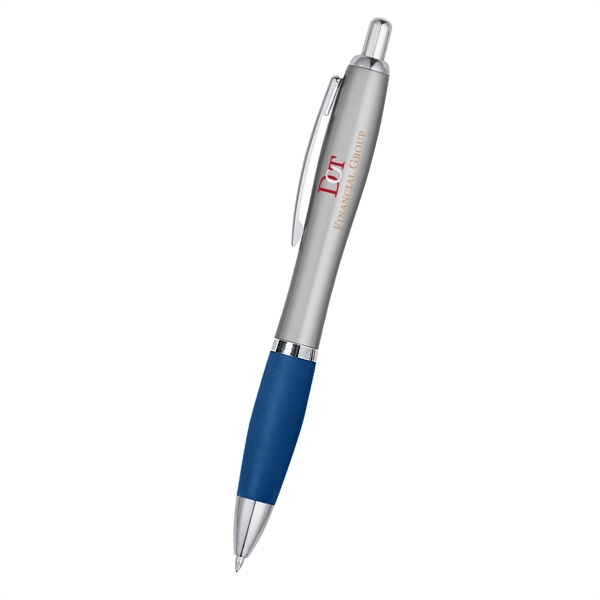 Ballpoint pen with plunger action and rubberized grip.... from ASI 61125 Hit Promotional Products / Hit®