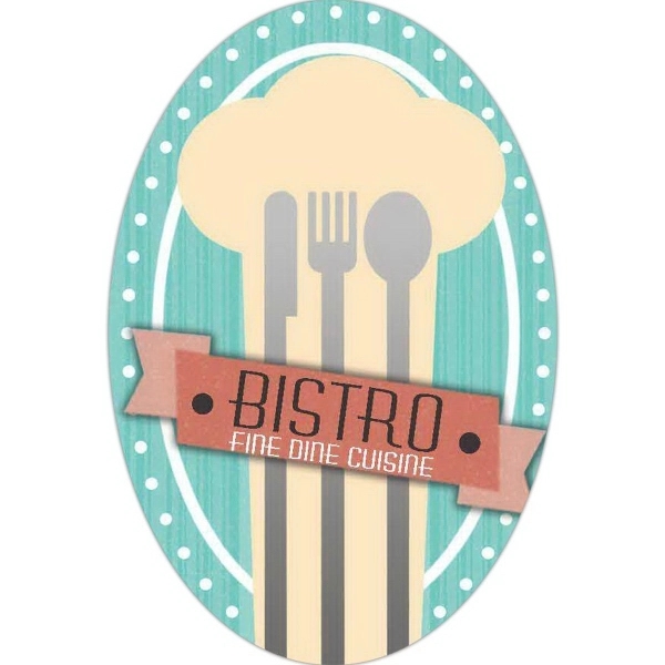 Oval-shaped printed label available in multiple sizes for attracting customers.... from ASI 66040 Label Works / Label Works®