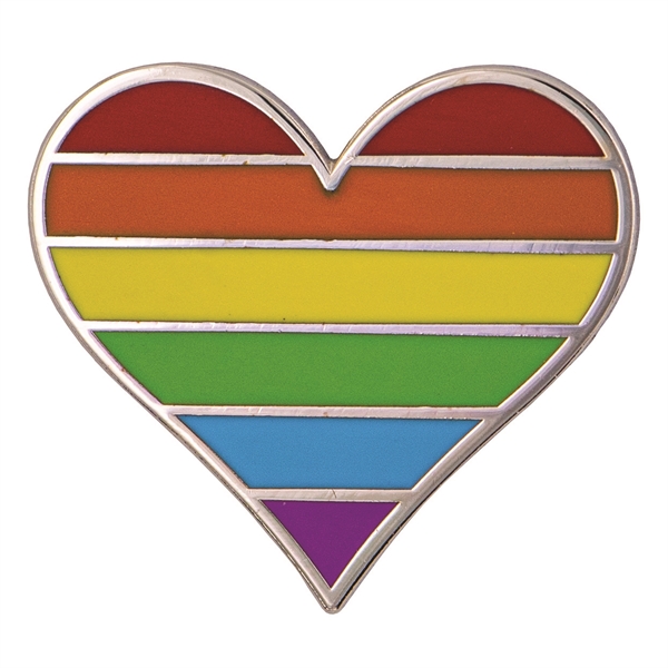 1" die struck metal heart shaped LGBTQ lapel pin with gold... from ASI 52263 EMT / EMT EASY