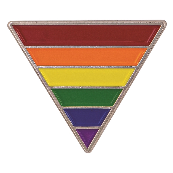 1" die struck metal triangle LGBTQ lapel pin with gold finish... from ASI 52263 EMT / EMT EASY