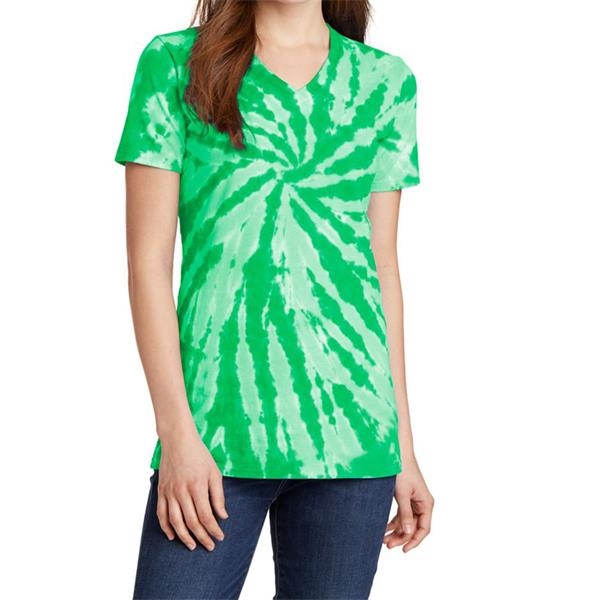 V-neck tie-dye T-shirt for ladies with a contoured, feminine fit in... from ASI 61125 Hit Promotional Products