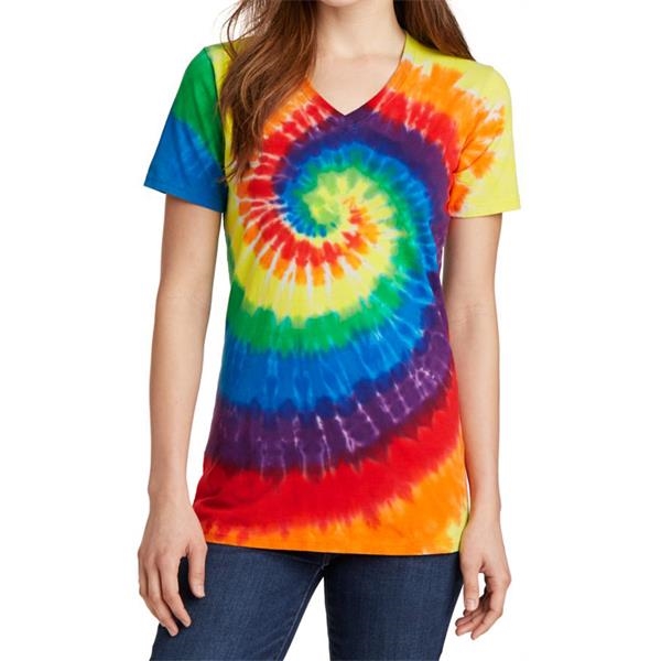 V-neck tie-dye T-shirt for ladies with a contoured, feminine fit in... from ASI 61125 Hit Promotional Products