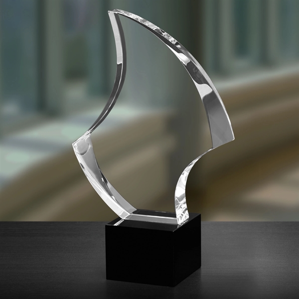10" x 6" optical crystal award with a black base and... from ASI 71920 Moderne Glass Company Inc