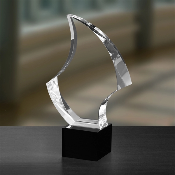 7.5" x 4.25" optical crystal award with a black base and... from ASI 71920 Moderne Glass Company Inc