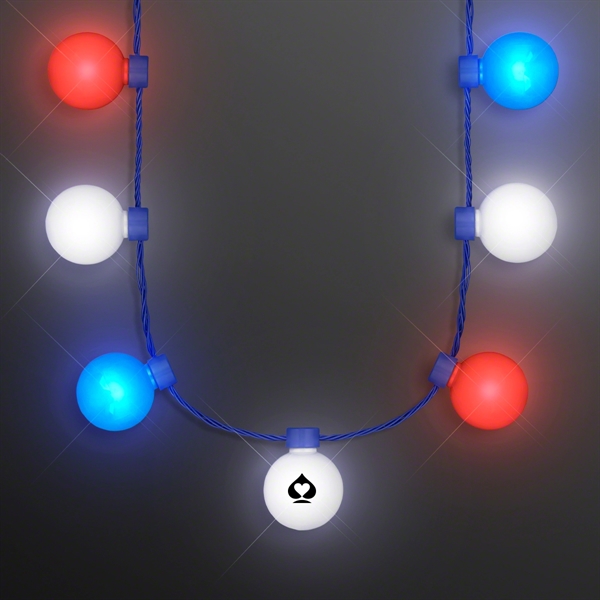 Red White & Blue Light Globes Necklace; Blank and Imprinted Pricing... from ASI 34194 ALightPromos