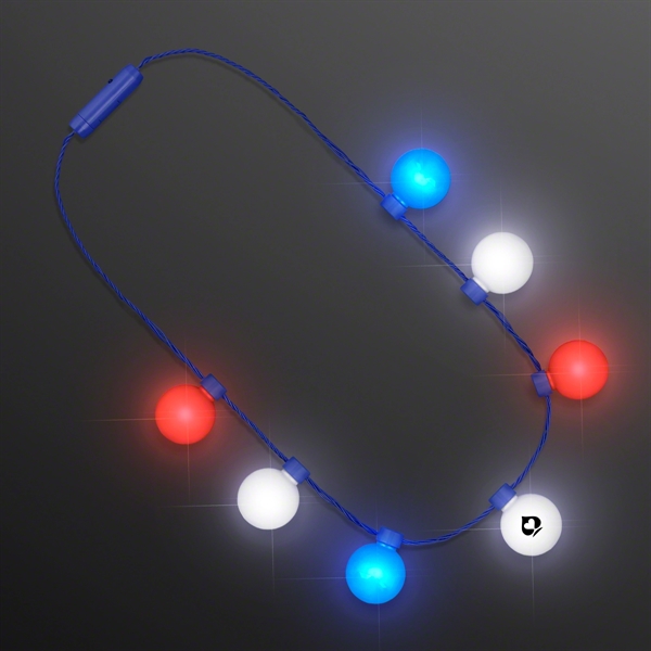 Red White & Blue Light Globes Necklace; Blank and Imprinted Pricing... from ASI 34194 ALightPromos