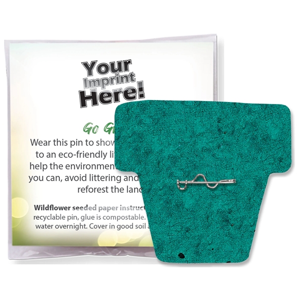 Plantable lapel pin packaged in a compostable clear bag and made... from ASI 54100 Fields Manufacturing Inc / Better Life Line