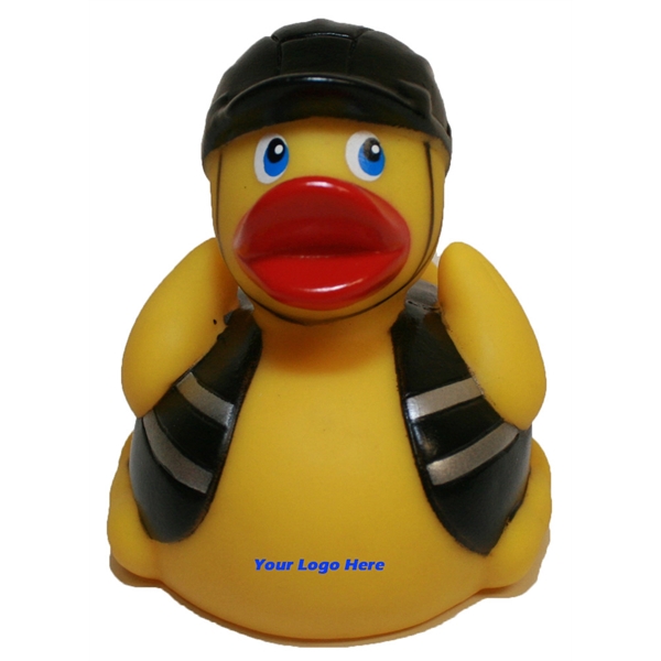Biker Duck rubber duck floats upright with weight balanced.... from ASI 37170 Assurance Industries Co Inc / Assurance