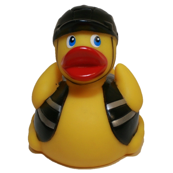 Biker Duck rubber duck floats upright with weight balanced.... from ASI 37170 Assurance Industries Co Inc / Assurance