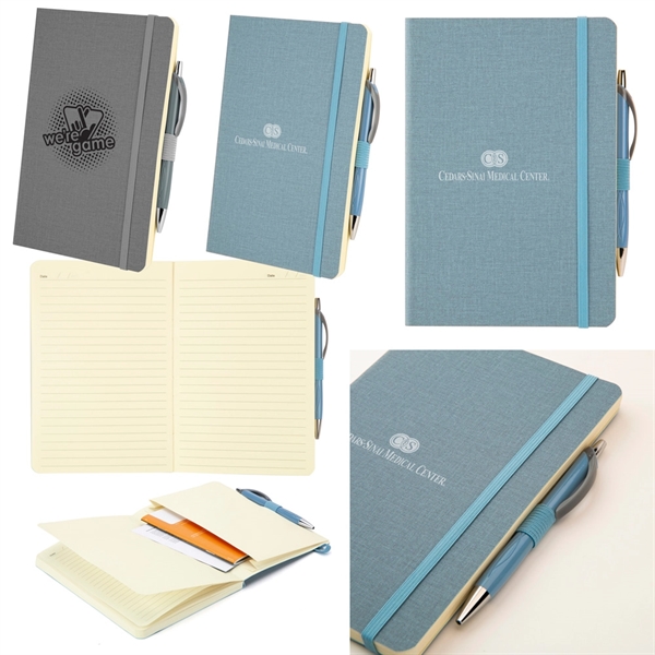 80-page lined notebook with crosshatch PU cover, elastic band bookmark, envelope... from ASI 88060 Snugz/USA Inc / Sweda®