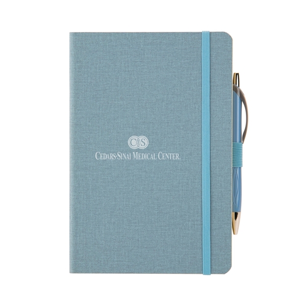80-page lined notebook with crosshatch PU cover, elastic band bookmark, envelope... from ASI 88060 Snugz/USA Inc / Sweda®