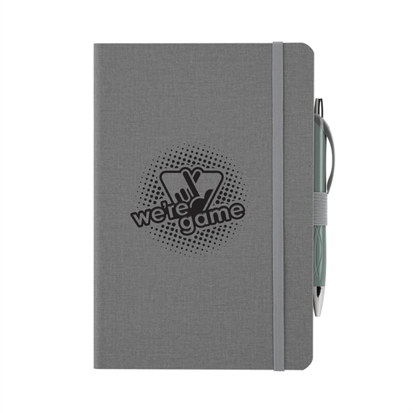 80-page lined notebook with crosshatch PU cover, elastic band bookmark, envelope... from ASI 88060 Snugz/USA Inc / Sweda®