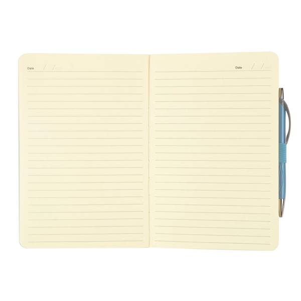 80-page lined notebook with crosshatch PU cover, elastic band bookmark, envelope... from ASI 88060 Snugz/USA Inc / Sweda®