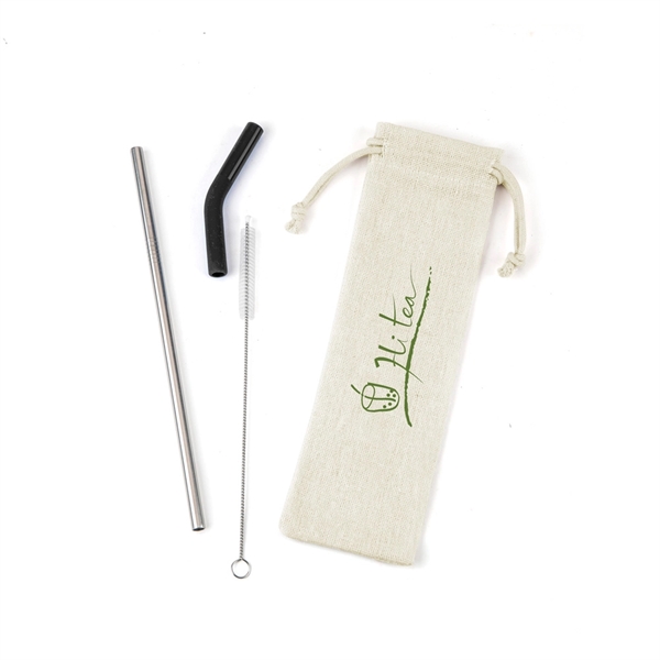 Stainless steel straw with detachable silicone spout, cleaning brush and jute... from ASI 88060 Snugz/USA Inc / Sweda®