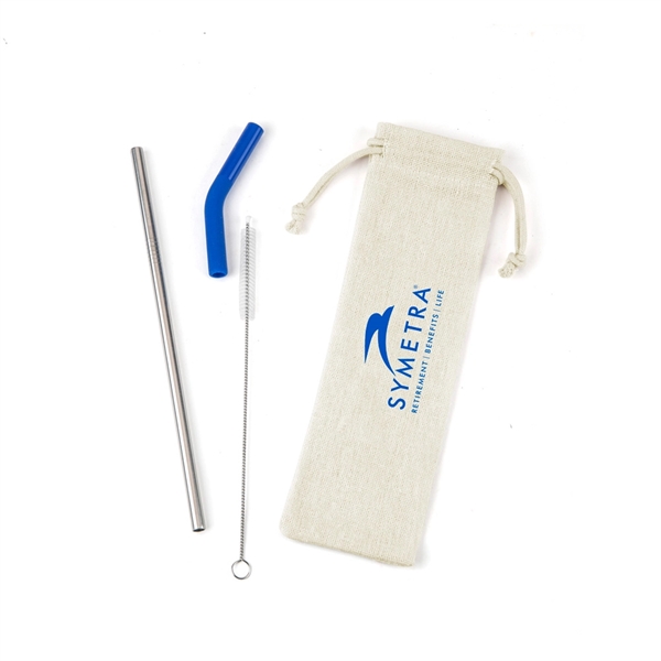 Stainless steel straw with detachable silicone spout, cleaning brush and jute... from ASI 88060 Snugz/USA Inc / Sweda®