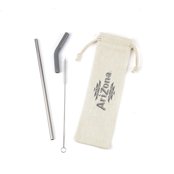 Stainless steel straw with detachable silicone spout, cleaning brush and jute... from ASI 88060 Snugz/USA Inc / Sweda®