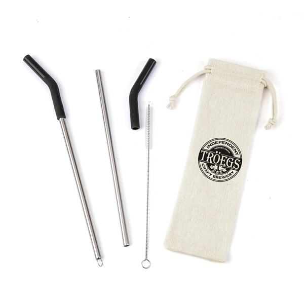 Set of two stainless steel straws with removable silicone covers and... from ASI 88060 Snugz/USA Inc / Sweda®
