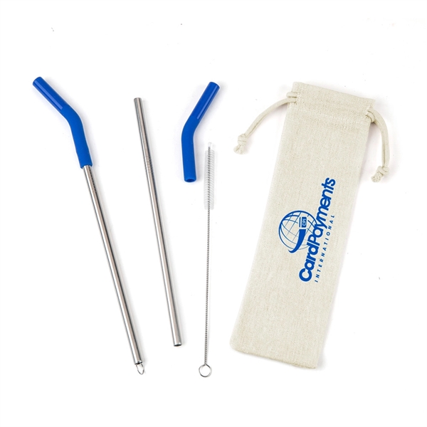 Set of two stainless steel straws with removable silicone covers and... from ASI 88060 Snugz/USA Inc / Sweda®