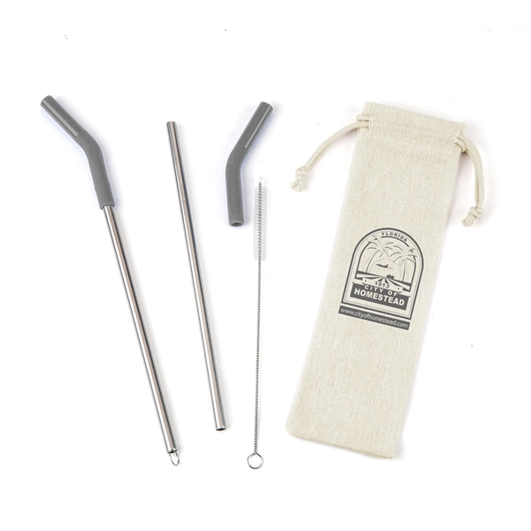 Set of two stainless steel straws with removable silicone covers and... from ASI 88060 Snugz/USA Inc / Sweda®