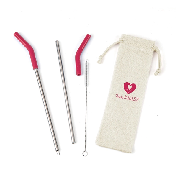 Set of two stainless steel straws with removable silicone covers and... from ASI 88060 Snugz/USA Inc / Sweda®