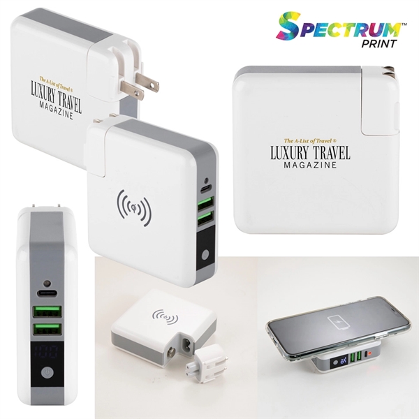 6700mAh wall adapter and wireless powerbank with dual USB ports, folding... from ASI 88060 Snugz/USA Inc / Sweda®