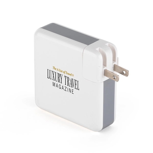 6700mAh wall adapter and wireless powerbank with dual USB ports, folding... from ASI 88060 Snugz/USA Inc / Sweda®