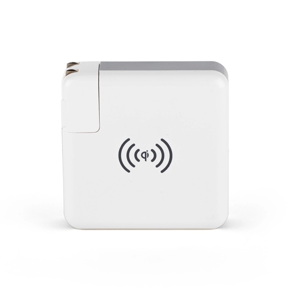 6700mAh wall adapter and wireless powerbank with dual USB ports, folding... from ASI 88060 Snugz/USA Inc / Sweda®