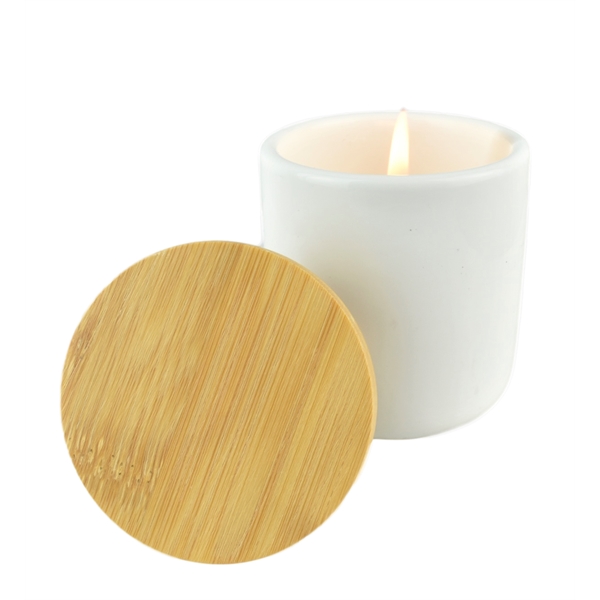 Soy Wax Candle with Bamboo Lid, Classic Ceramic container 3 oz... from ASI 72657 Active Life Promo / Apres Ski Ingrain Promo Ingrain