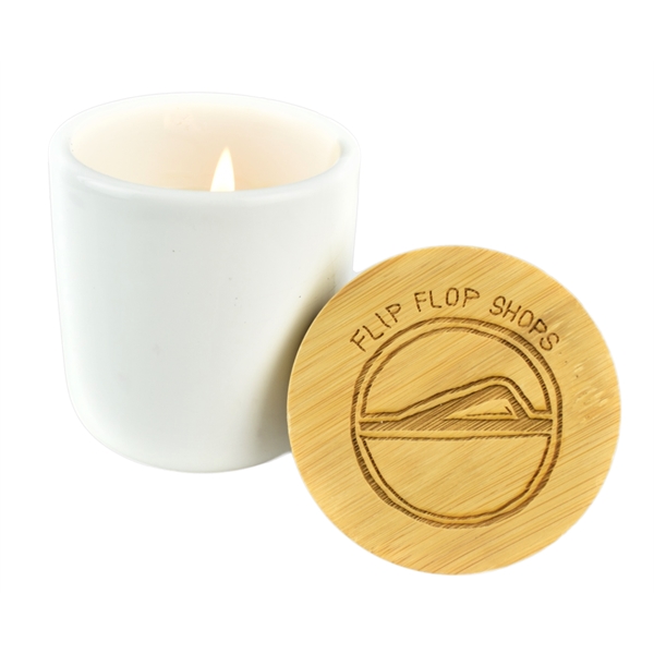 Soy Wax Candle with Bamboo Lid, Classic Ceramic container 3 oz... from ASI 72657 Active Life Promo / Apres Ski Ingrain Promo Ingrain