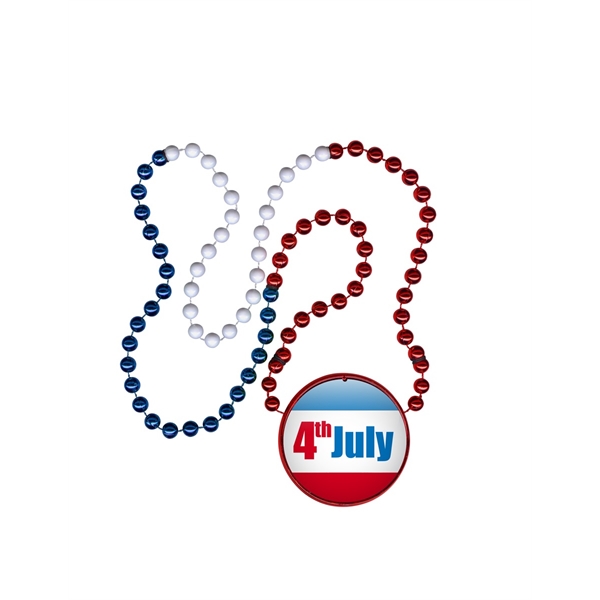 33" strand of red/white/blue sectioned beads with a 2.5" inline medallion... from ASI 62677 iline PROMO (The Innovative Line) / iline PROMO (The Innovative Line)