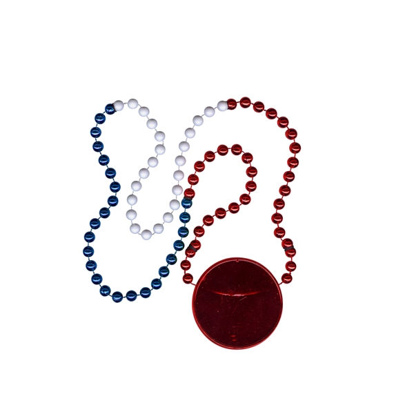 33" strand of red/white/blue sectioned beads with a 2.5" inline medallion... from ASI 62677 iline PROMO (The Innovative Line) / iline PROMO (The Innovative Line)