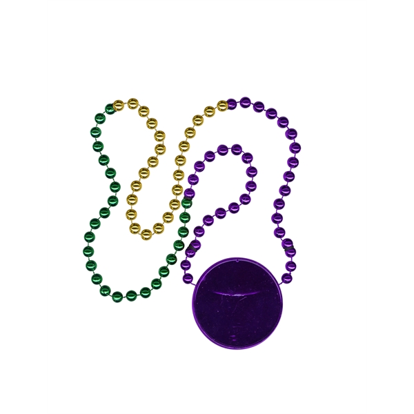 33" strand of purple/green/gold sectioned beads with a 2.5" inline medallion... from ASI 62677 iline PROMO (The Innovative Line) / iline PROMO (The Innovative Line)