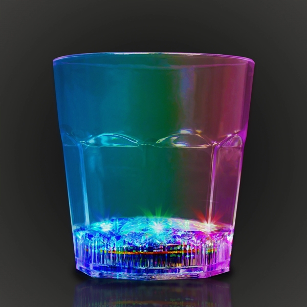 8 oz. clear plastic rocks glass with built-in, flashing multi-colored LED... from ASI 42016 Brighter Promotions Inc
