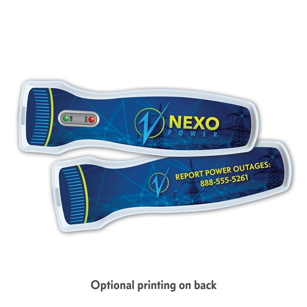 A soft vinyl flashlight printed with full color art. Small minimums... from ASI 39850 The Bentcil Company