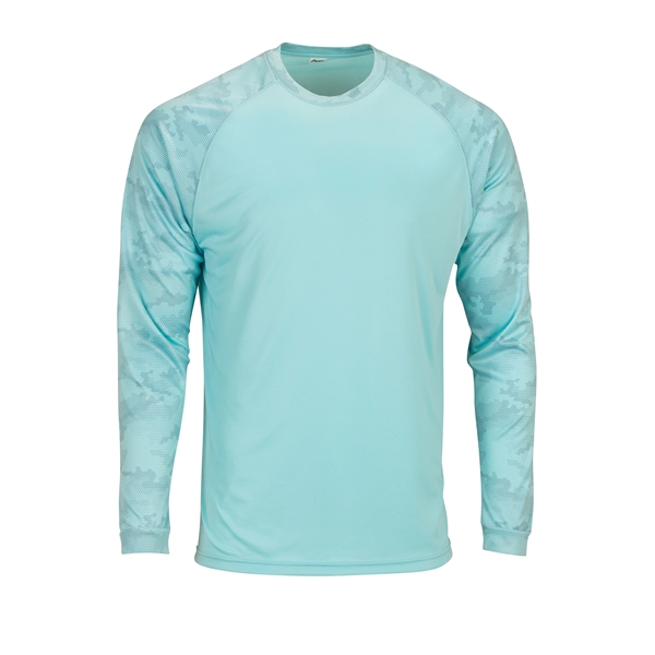Cayman Hex Camo Performance Long Sleeve Tee with UPF 50+ protection.... from ASI 85988 Century Place Apparel