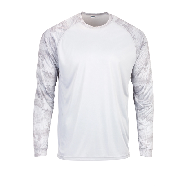 Cayman Hex Camo Performance Long Sleeve Tee with UPF 50+ protection.... from ASI 85988 Century Place Apparel