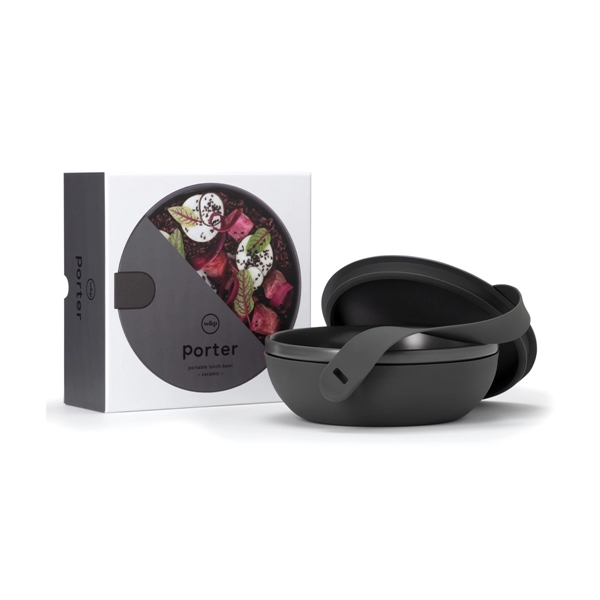 Ceramic lunch bowl with 34 oz. capacity, protective non-slip exterior, lid... from ASI 56070 Gemline / Gemline®