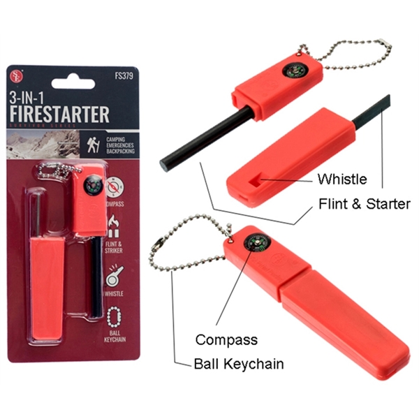 3 in 1 Survivla kit in a case, fire starter, compass... from ASI 36988 Artek USA Inc