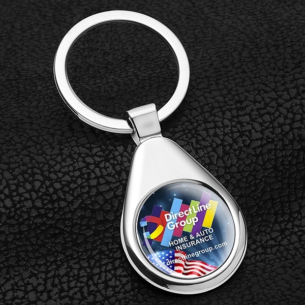 3 1/4" x 7/8" raindrop-shaped metal keyring with PhotoImage® domed imprint.... from ASI 62660 Innovation Line