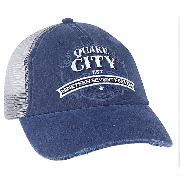 Pigment Washed Canvas with Trucker Mesh Cap.... from ASI 80129 Quake City Caps