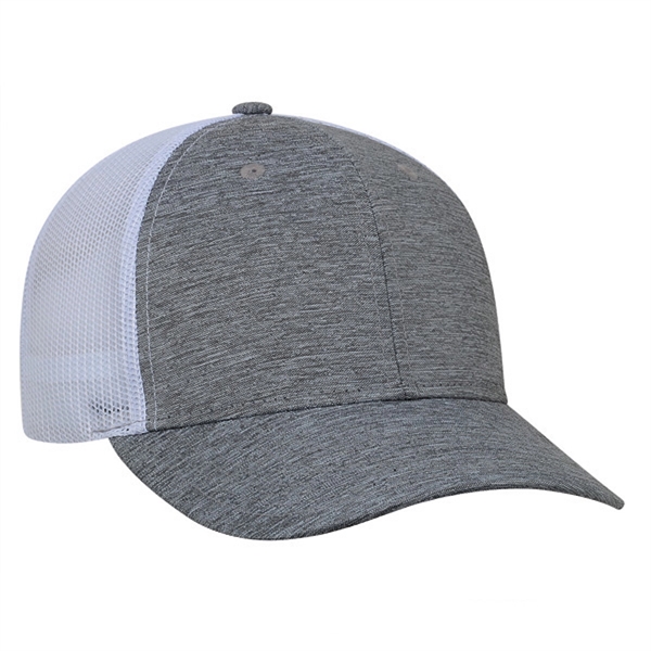 High profile, structured,6 panel, synthetic linen, 100% polyester trucker mesh cap.... from ASI 80129 Quake City Caps