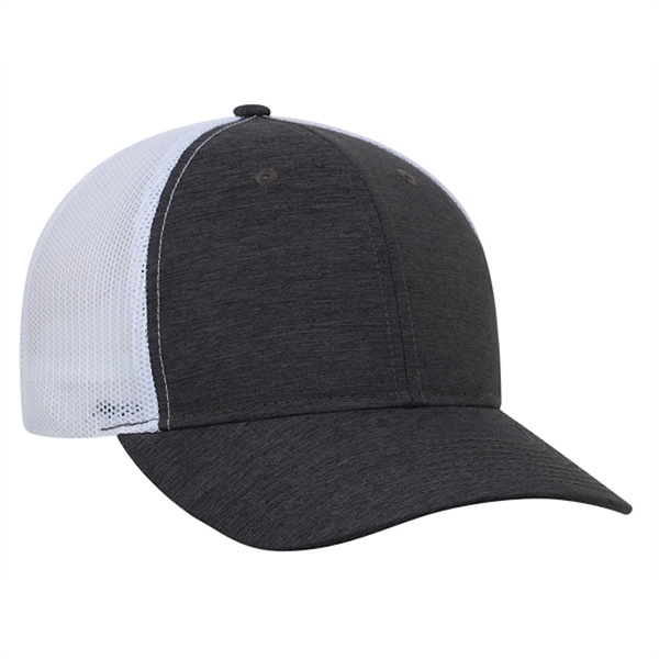 High profile, structured,6 panel, synthetic linen, 100% polyester trucker mesh cap.... from ASI 80129 Quake City Caps